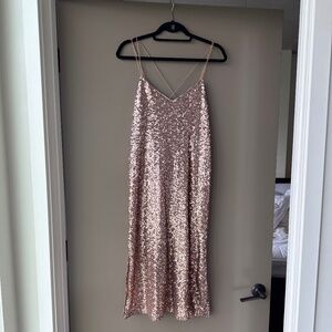 Rose Gold Sequin Midi Zara Dress